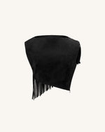 Top suédé à franges asymétriques Ariana - Noir