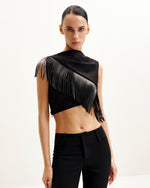 Top suédé à franges asymétriques Ariana - Noir
