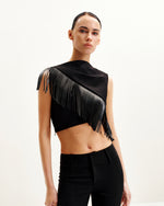 Top suédé à franges asymétriques Ariana - Noir