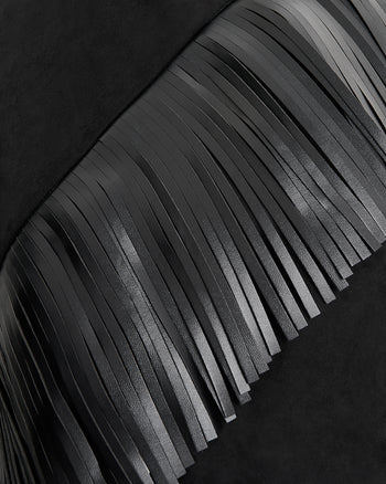 Top suédé à franges asymétriques Adeline - Noir