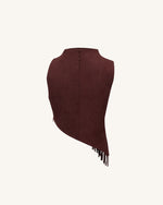 Top suédé à franges asymétriques Adeline - Bordeaux
