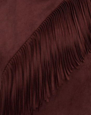 Top suédé à franges asymétriques Adeline - Bordeaux
