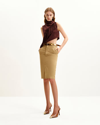 Top suédé à franges asymétriques Adeline - Bordeaux