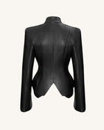 Veste PU Métallique Coquillage Automne - Noire