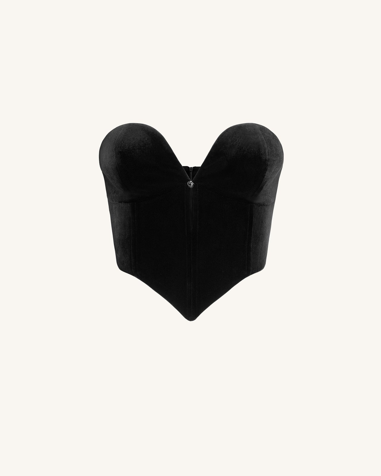 Top Corset en Velours à Décolleté Bas Anna - Noir