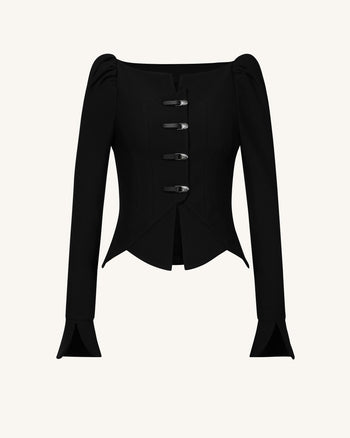 Blazer à épaulettes bouffantes Olivia - Noir