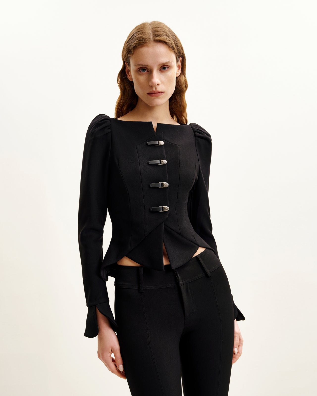 Blazer à épaulettes bouffantes Olivia - Noir