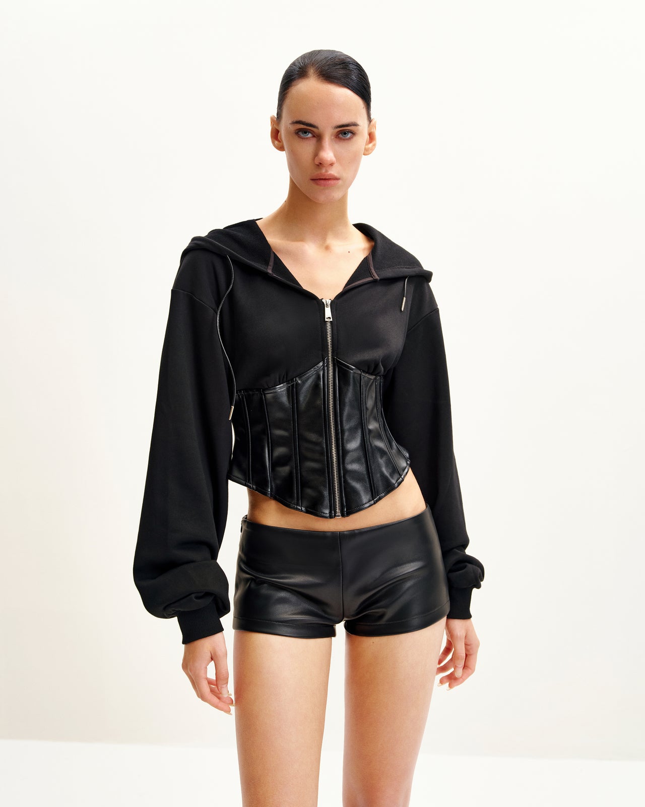 Hoodie Corset Structuré Valentina - Noir
