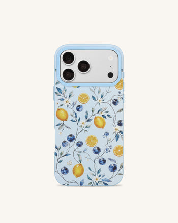 Coque de téléphone fruits myrtille citron - Bleu
