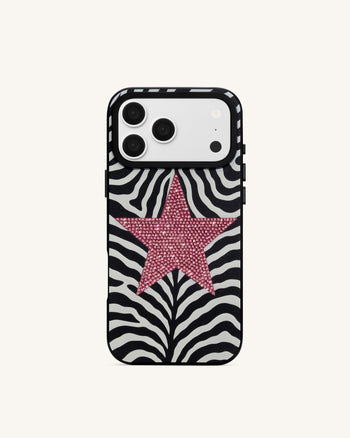 Coque de téléphone étoile zébrée - Noir
