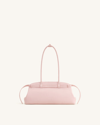Sac bandoulière est-ouest en similicuir avec détail de ceinture Arden - Rose