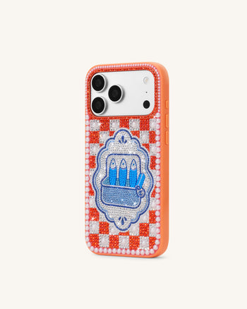 Coque de téléphone cristal artificiel sardines méditerranéennes - Orange