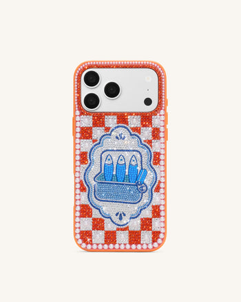 Coque de téléphone cristal artificiel sardines méditerranéennes - Orange