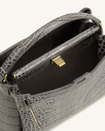 Carmen Sac à main aspect crocodile - Gris