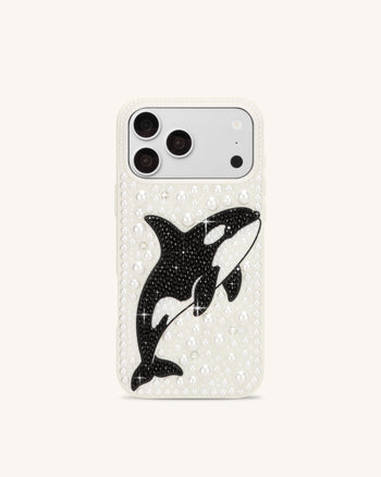 Coque de téléphone ornée de perles orque - Blanc