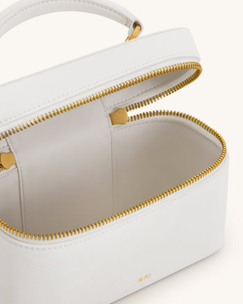 Cleo Sac boîte à poignée supérieure - Blanc cassé