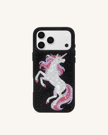Coque de téléphone strass licorne - Noir