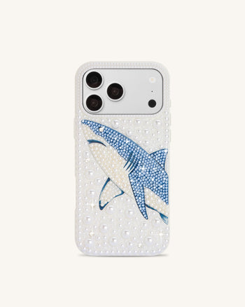 Coque de téléphone requin en perles - Blanc