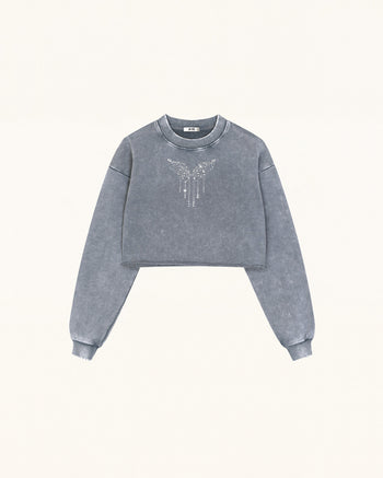Sweat-shirt à ailes de cristal dégoulinantes angéliques - Nuage de cendres Don't Touch Me!