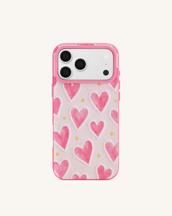Coque de téléphone à motif cœur rose - Rose