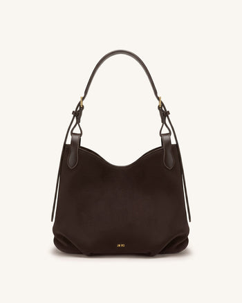 Velora Sac porté épaule souple en faux daim - Marron foncé