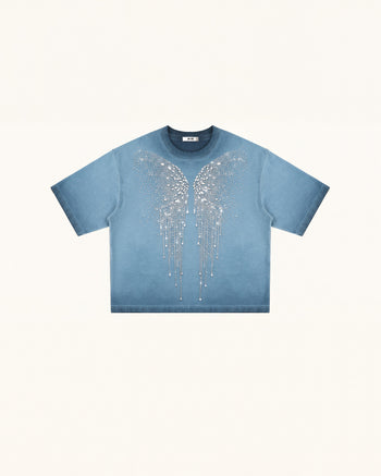 T-shirt The Angelic Dripping Crystal Wings - Bleu acide