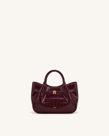 Maeve Mini sac à main avec breloque teckel - Effet croco bordeaux