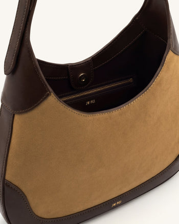 Willow Sac hobo avec garniture en suédine - Marron