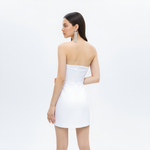 Robe courte à appliqué d'orchidée sabot - Blanc
