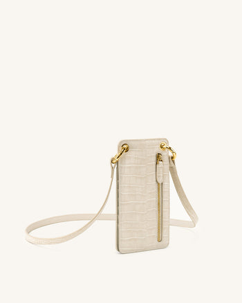 Sac pour téléphone Quinn - Ivoire Effet Croco