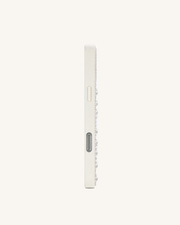 Coque de téléphone orchidée florale en perles - Blanc
