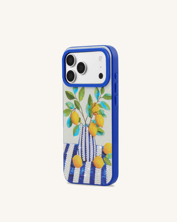 Coque de téléphone art vase citron - Bleu