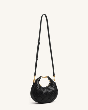 Alina Sac porté main croissant tressé - Noir