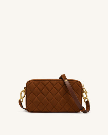 Riley Sac porté épaule matelassé teckel en faux daim - Marron caramel