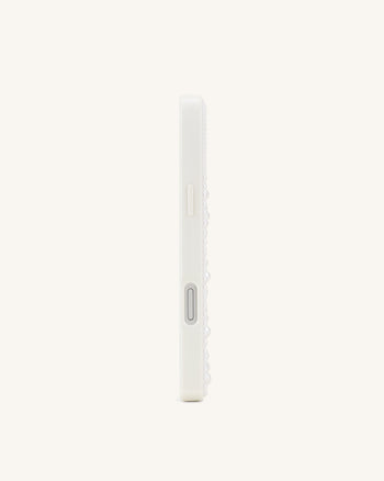 Coque de téléphone tranche de citron et fausses perles - Blanc