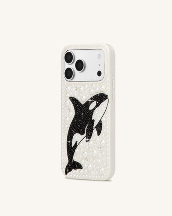 Coque de téléphone ornée de perles orque - Blanc