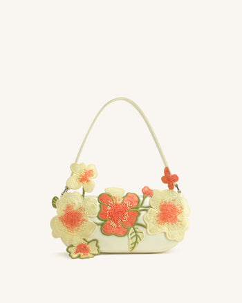 Sac bandoulière orné de perles Leona - Blanc cassé