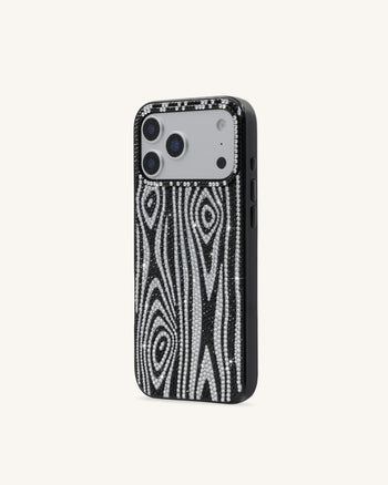 Coque de téléphone à strass motif zèbre - Noir