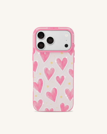 Coque de téléphone à motif cœur rose - Rose
