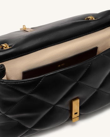 Valerie Sac à bandoulière bouffant à fermoir barre - Noir