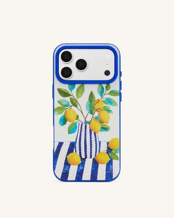 Coque de téléphone art vase citron - Bleu