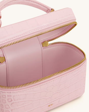Cleo Sac boîte à poignée supérieure - Rose clair façon croco