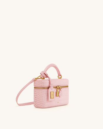 Cleo Sac boîte à poignée supérieure - Rose clair façon croco