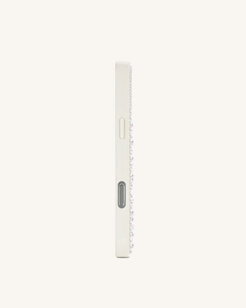 Coque de téléphone étoile ornée de perles - Blanc