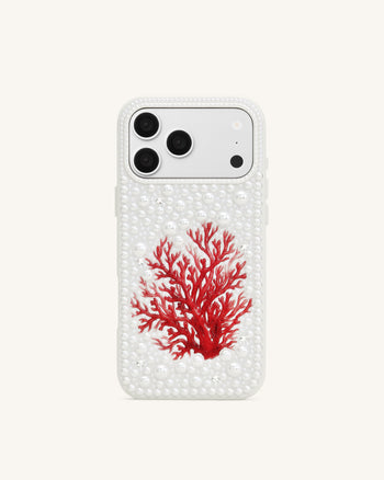 Coque de téléphone perle corail rouge - Blanc