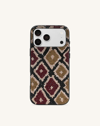 Coque de téléphone géométrique à strass - Marron