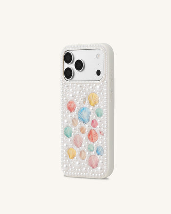 Coque de téléphone perle coquillage pastel - Blanc