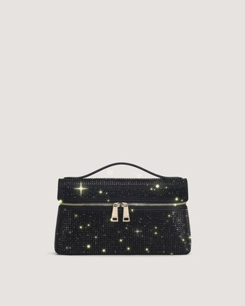 Sac à main avec anse supérieure en cristal artificiel Thea - Noir