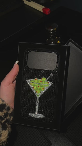 Coque de Téléphone Cristal Artificiel Martini Olive - Noir