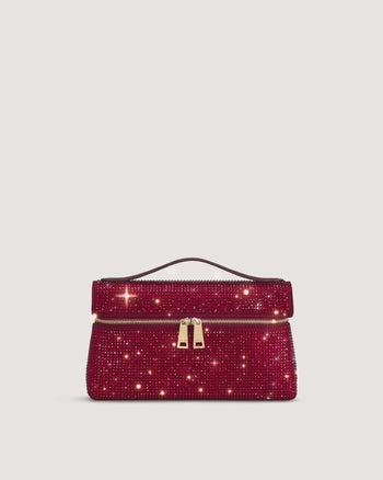 Sac à main avec anse supérieure en cristal artificiel Thea - Rouge
